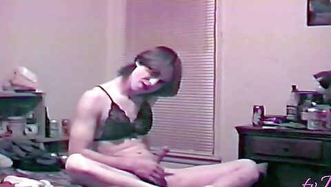 Sexy brunette in stockings showing off her sexy body