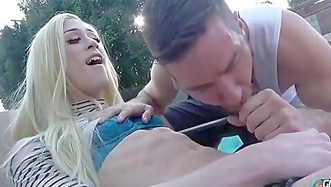 Horny tattooed blonde teen gets fucked hard in the pool