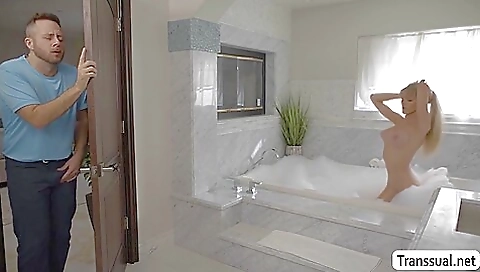 Horny blonde whore takes a huge dick and fucks it hard