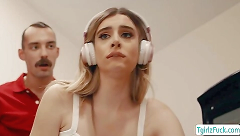 Blonde 18+ hottie gets fucked by a guy in various positions