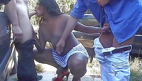 ebony chicks have fun with each other in a hot threesome