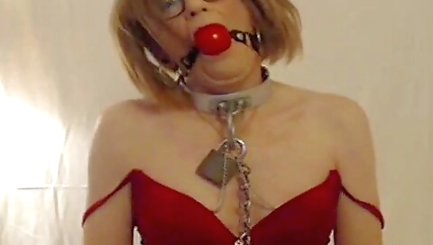 Slutty brunette has her ass clamped while playing with the dick