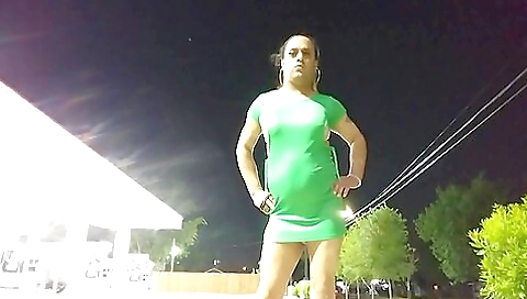 Transvestite teen showing off her sexy body and ass